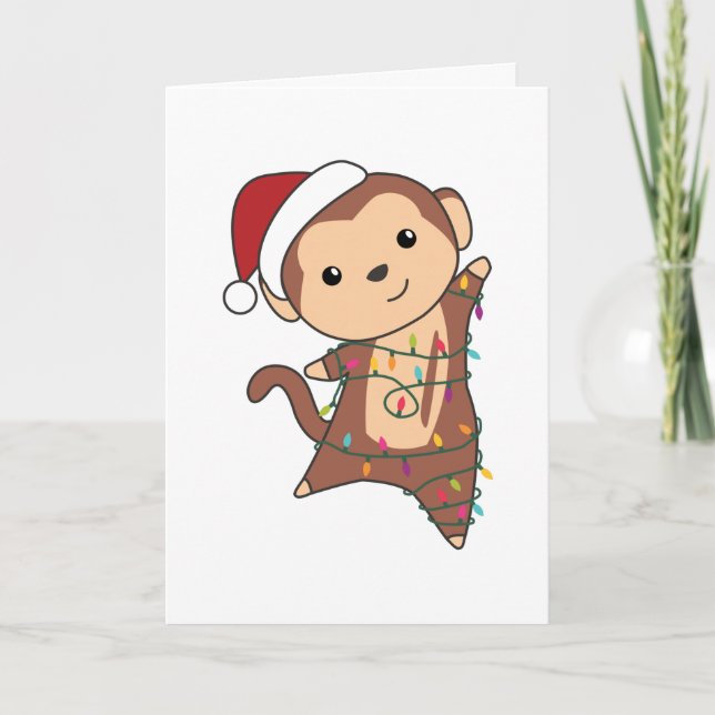 Vuxen Monkey jul Snö Winter Animals Monkey  Helgkort (Framsida)