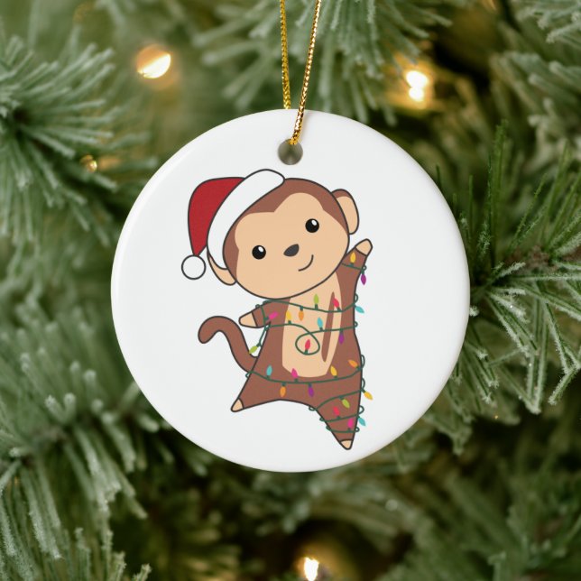 Vuxen Monkey jul Snö Winter Animals Monkey  Julgransprydnad Keramik (Träd)