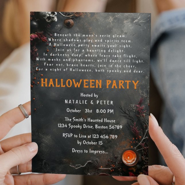 Vuxen Mörk Grått Halloween Dikt Inbjudningar (Skapare uppladdad)