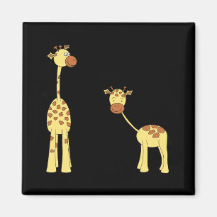 Vuxen- och babygiraff. Tecknad Magnet