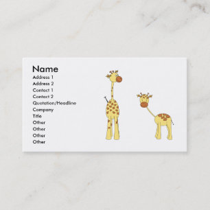 Vuxen- och babygiraff. Tecknad Visitkort
