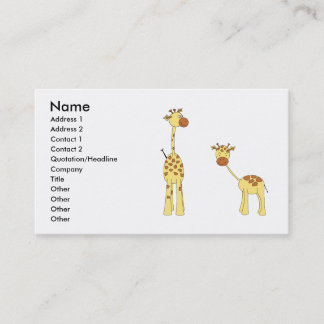 Vuxen- och babygiraff. Tecknad Visitkort