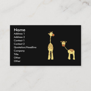 Vuxen- och babygiraff. Tecknad Visitkort