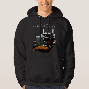 Vuxen och Ungdomssemi Lastbil-Behålla på Truckn Ba Hoodie