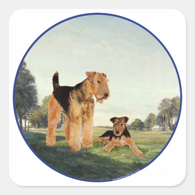 Vuxen och valp fyrkantigt klistermärke (Framsida)
