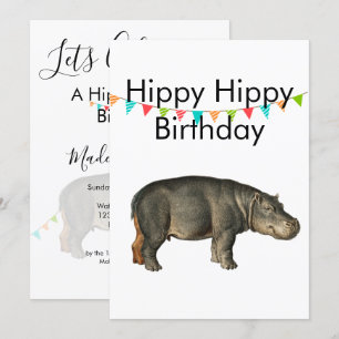 Vuxen på födelsedagen: Funny Hippopotamus Färg Bun Inbjudningar