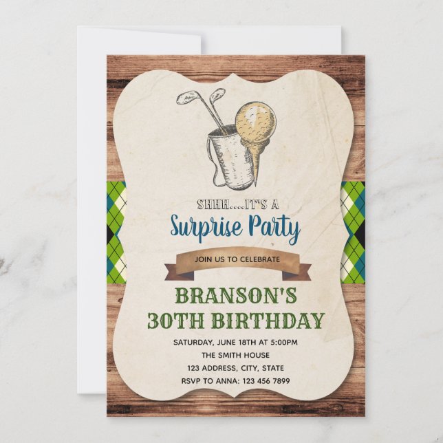 Vuxen partyinbjudan för Golf Inbjudningar (Framsida)