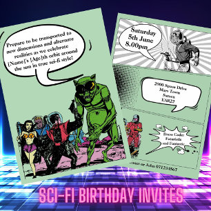 Vuxen Sci Fi-fest Science Fiction Alien-serietidni Inbjudningar