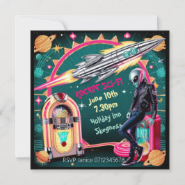 Vuxen Sci-Fi party rockande sci-fi rockabilly Inbjudningar