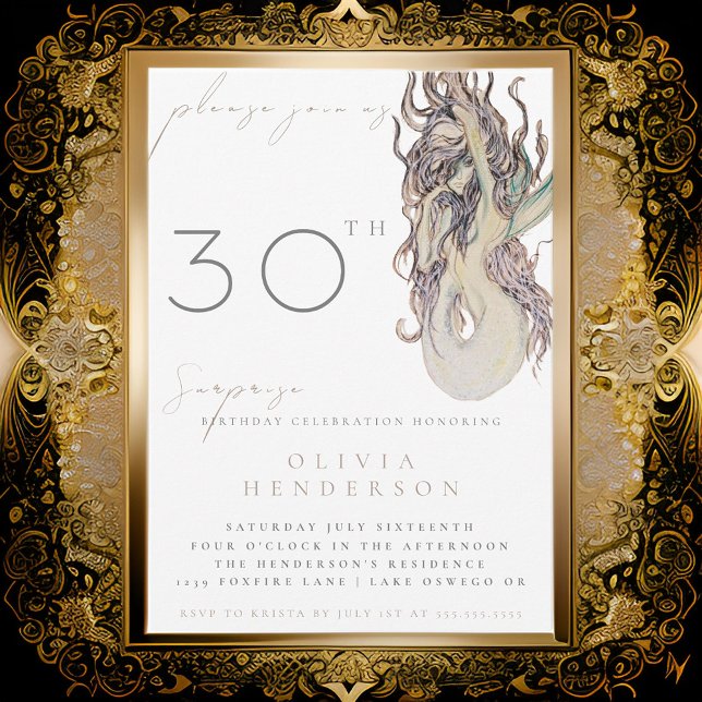 Vuxen Sjöjungfru ANY Surprise Birthday-inbjudan (Skapare uppladdad)