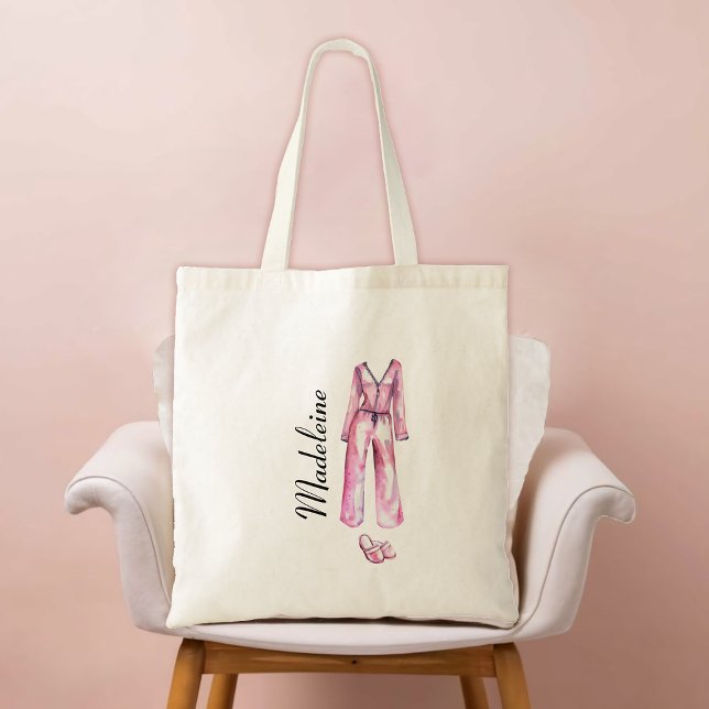 Vuxen Sleepover PJ Pajama Party Bridesmaid Gift Tygkasse (bridesmaid gift bachelorette bridal pj pajama slumber sleepover lingerie party watercolor elegant)