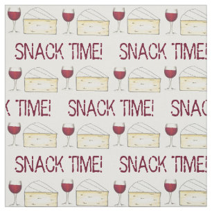 Vuxen Snack Time Red Vin och Brie Cheese Fabric Tyg