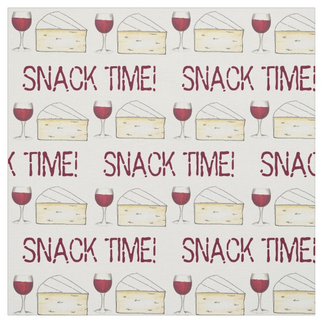 Vuxen Snack Time Red Vin och Brie Cheese Fabric Tyg (Provkarta)
