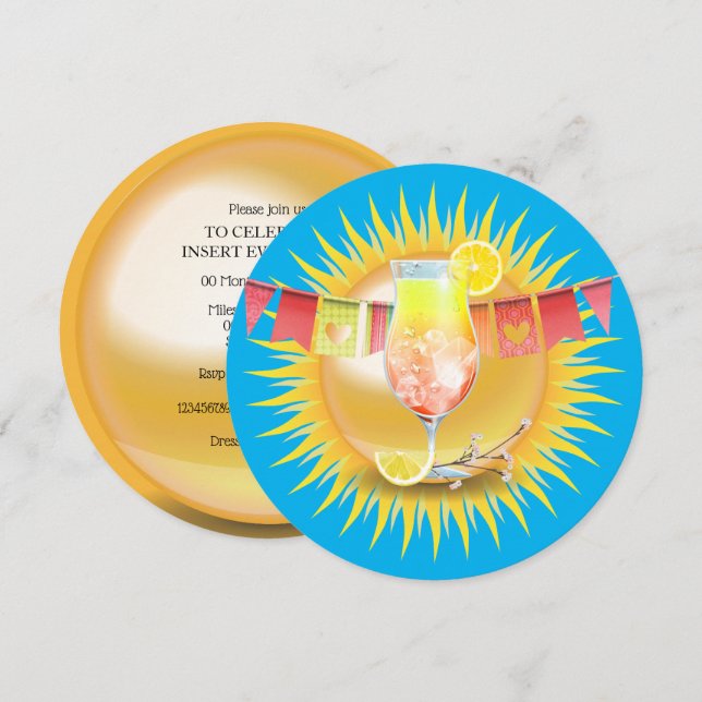 Vuxen Sommarcocktail roligt bassäng party Inbjudningar (Fram/baksida)