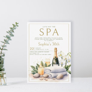 Vuxen Spa Party Champagne Orchid 30års födelsedag Inbjudningar