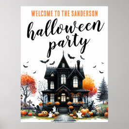 Vuxen Spökhus Halloweenfest Skylt