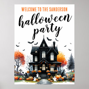 Vuxen Spökhus Halloweenfest Skylt