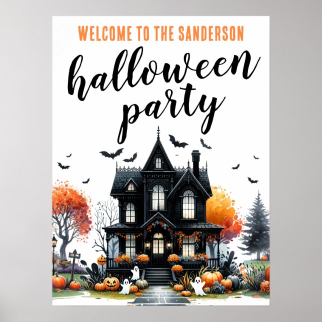 Vuxen Spökhus Halloweenfest Skylt (Framsidan)