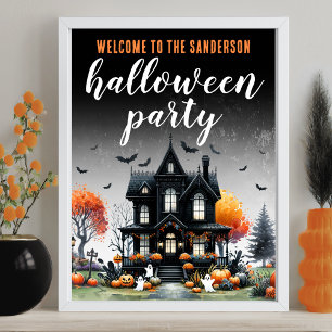 Vuxen Spökhus Halloweenfest Skylt