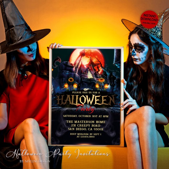 Vuxen Spooky Hunted House Halloween fest Inbjudningar (Skapare uppladdad)