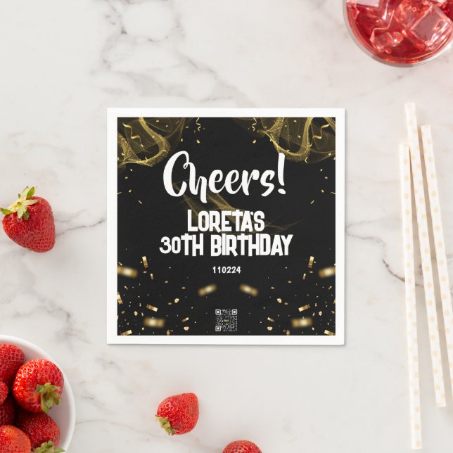 Vuxen Surprise Birthday Napkin Black Pappersservett (Insitu)