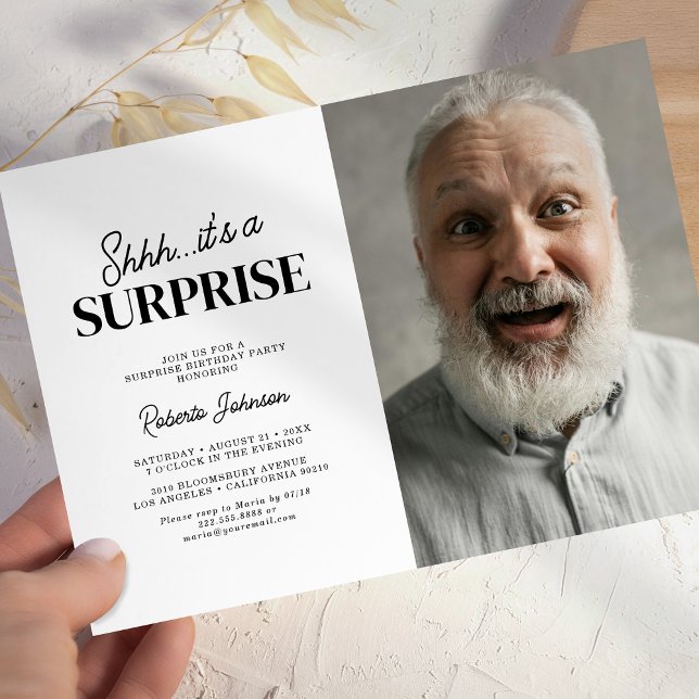 Vuxen Surprise Födelsedagsfest Photo Inbjudningar (Skapare uppladdad)