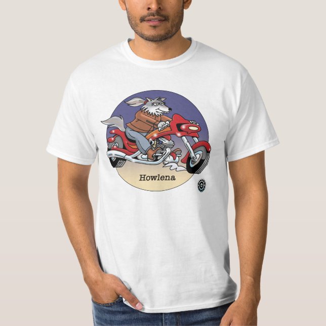 Vuxen T-skjorta - Howlena, biker är djur© T-shirt (Framsida)