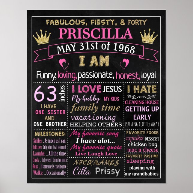 Vuxen-tårta, stryk party-skylt poster (Framsidan)