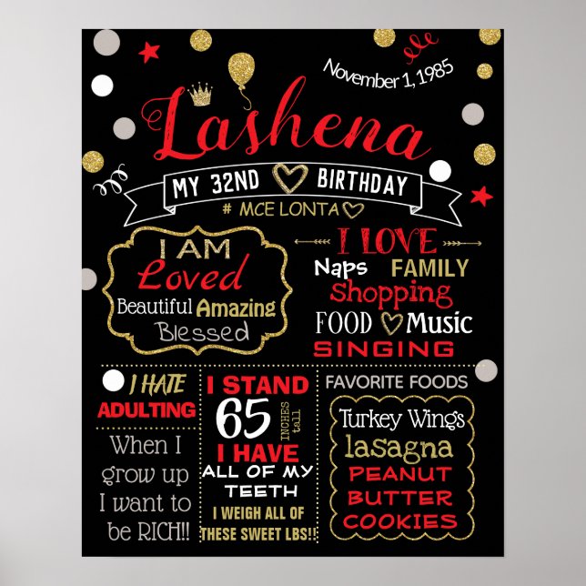 Vuxen tårtsmash Birthday chalkboard-tecken 30:e Poster (Framsidan)