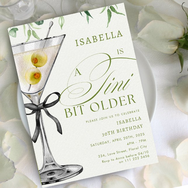 Vuxen Tini Bit Older Cocktail Inbjudningar (Martini A Tini Bit Older Cocktail Adult Birthday Invitation)