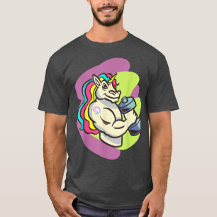 Vuxen Unicorn gym, Dumbbell BodyBuilder T Shirt