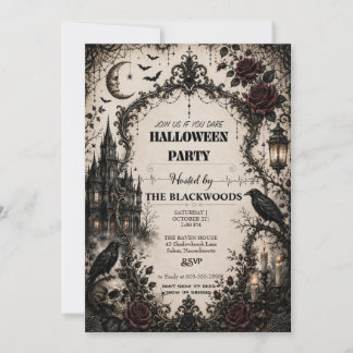 Vuxen Vintage Gothic Halloweenfest Inbjudningar