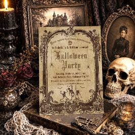 Vuxen Vintage Gothic Skalle Halloween-fest Inbjudningar