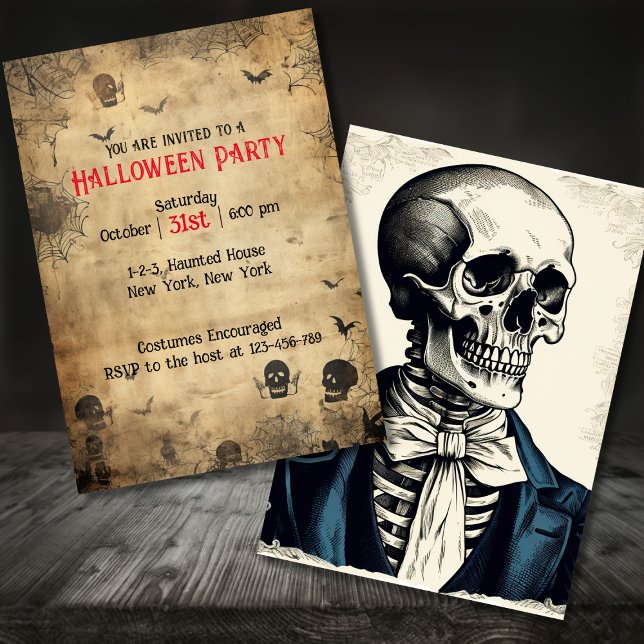 Vuxen Vintage Halloween Costume Party Inbjudningar (Adult Vintage Halloween Party Invitation)