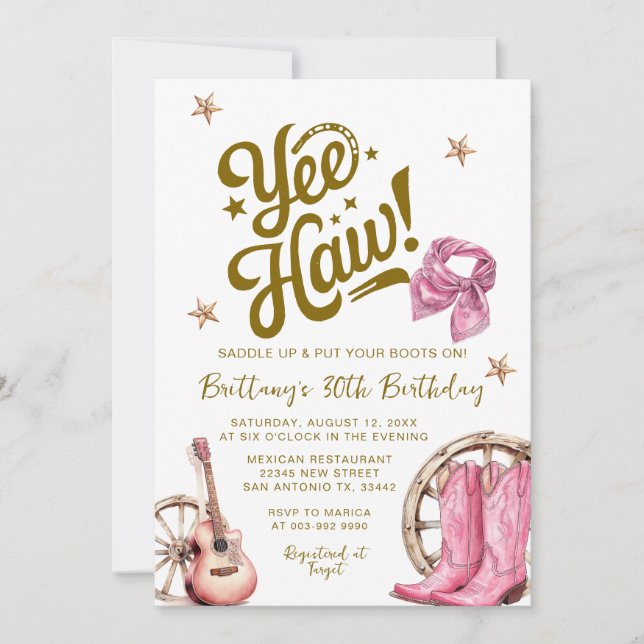 Vuxen Western Rustic 30th Cowgirl Birthday Inbjudningar (Framsida)