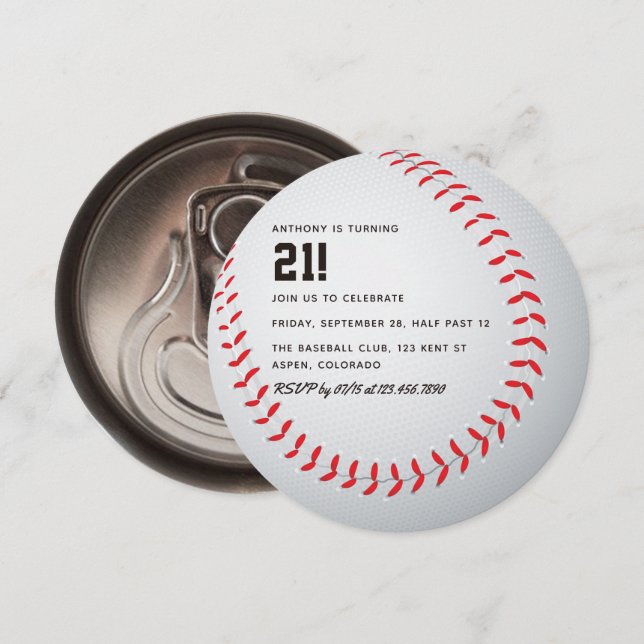 Vuxenbaseboll Födelsedagsfest Inbjudningar (Fram/baksida)