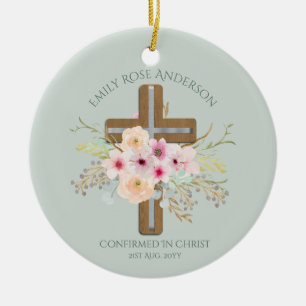 Vuxens BEKRÄFTELSE - Blommigt Kor personalize Julgransprydnad Keramik