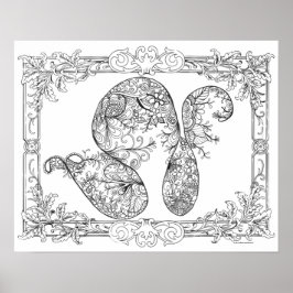 Vuxens färgning Poster "Blommigt Swirls Art"