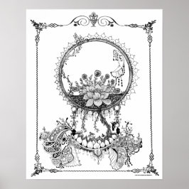 Vuxens färgning Poster "Midnight Blooms Art"