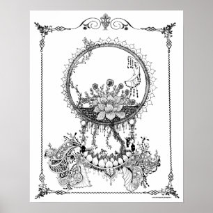 Vuxens färgning Poster "Midnight Blooms Art"