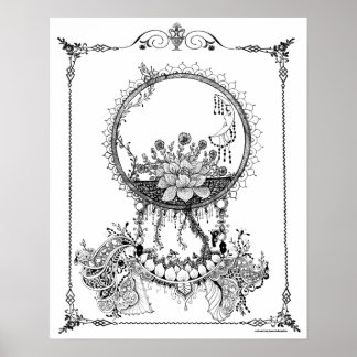Vuxens färgning Poster "Midnight Blooms Art"
