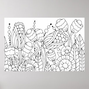Vuxens färgning Stilized Flowers 3 Poster