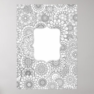 Vuxens färgningsblommor, DIY Poster (stora 20 x 28