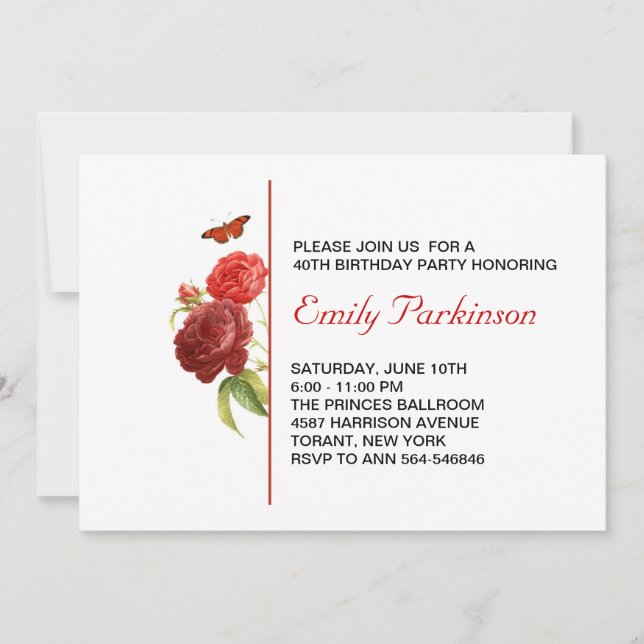 vuxens födelsedagsinbjudan inbjudningar (Framsida)