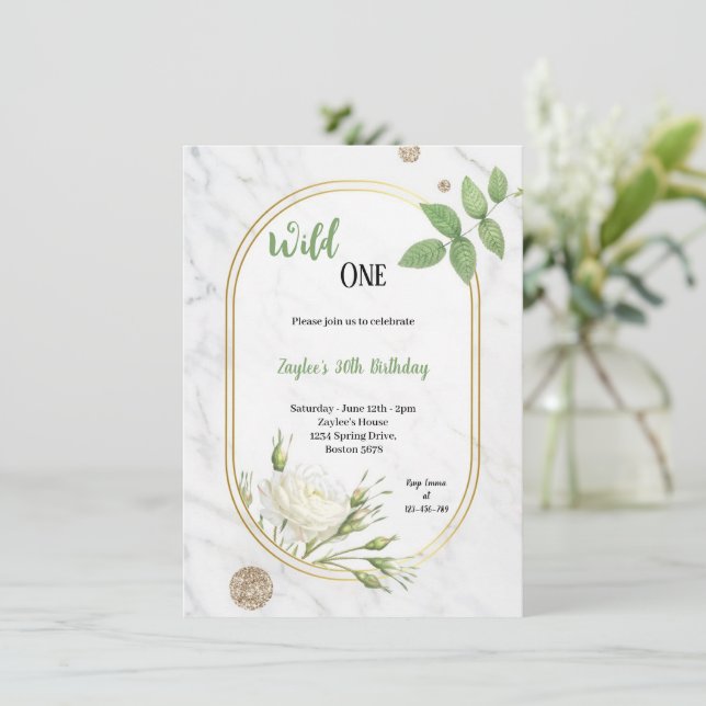 Vuxens grönt och födelsedagsfest inbjudan (Stående Fram)