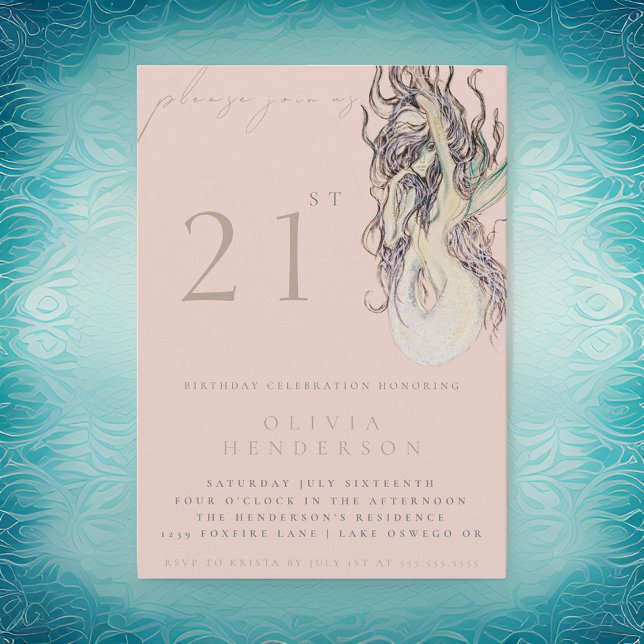 VUXENS SJÖJUNGFRU ANY FÖDELSEDAGSFEST INBJUDAN (Skapare uppladdad)