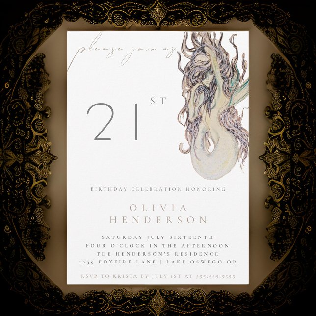 VUXENS SJÖJUNGFRU ANY FÖDELSEDAGSFEST INBJUDAN (Skapare uppladdad)