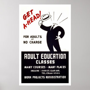 Vuxenutbildning klassificerar 1938 WPA Poster