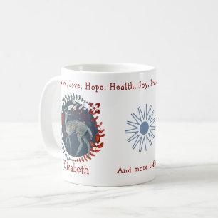 Vuxna blå Hjortar och växter. Unik och praktisk Kaffemugg