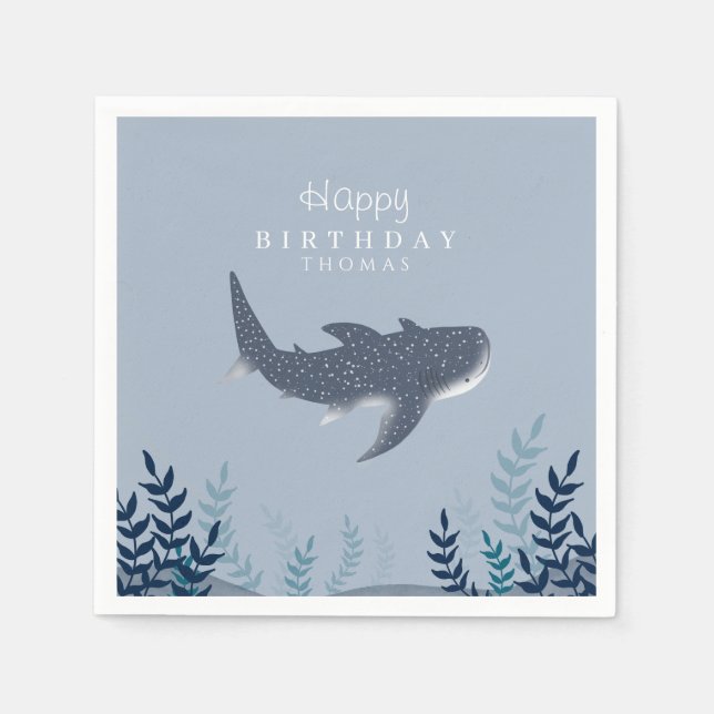 Vuxna blåa under Havets dag Manta Ray Birthday Pappersservett (Framsidan)